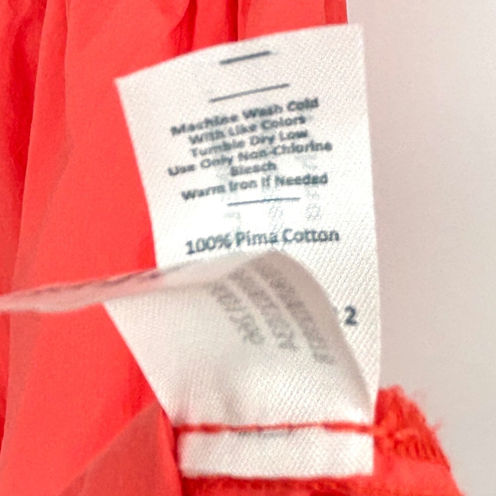 Marine Layer Emery Poplin Midi Dress Puff Sleeve Smocked Coral Pima Cotton Med - Picture 4 of 15